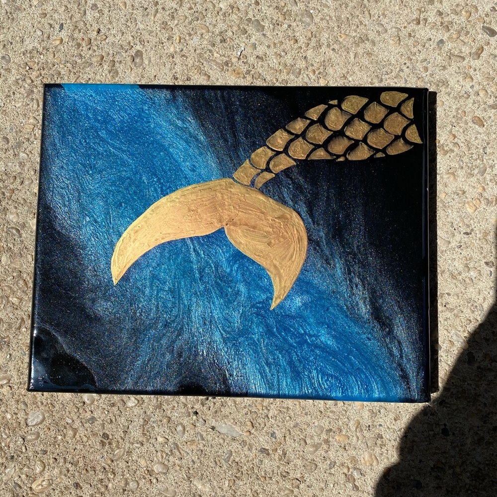Original Resin Art On Canvas Painting  🧜‍♀️💫 - Picture 5 of 8